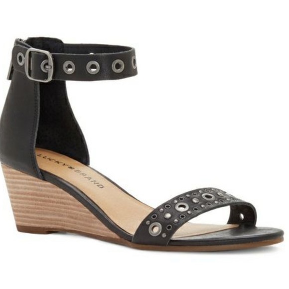Lucky Brand Black Ankle Strap Sandals - Picture 1 of 6